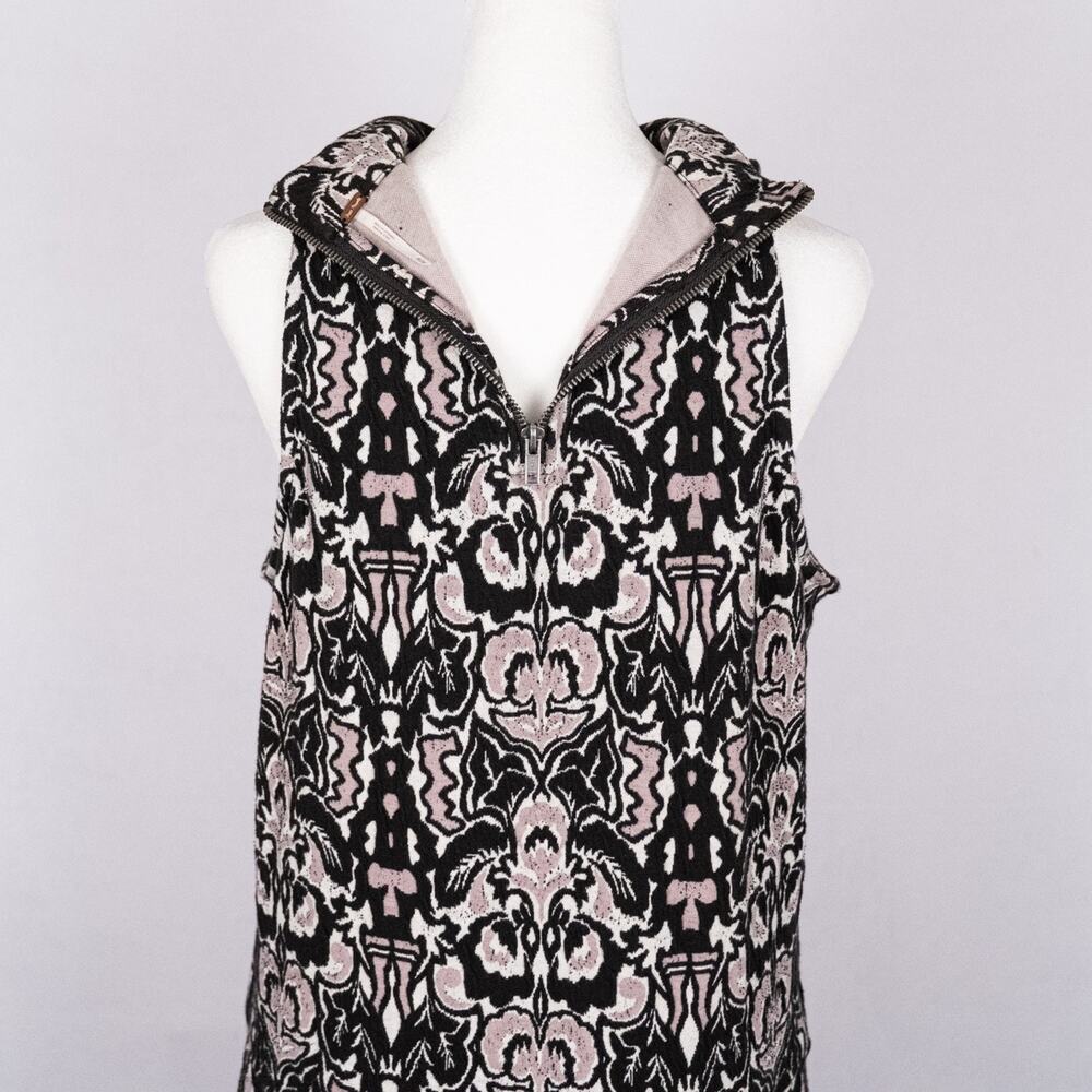 Free People Amelia Jacquard Knit Mock Neck Mini-Dress MEDIUM Textured Drop Waist - Picture 5 of 6